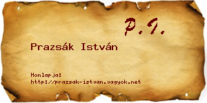 Prazsák István névjegykártya